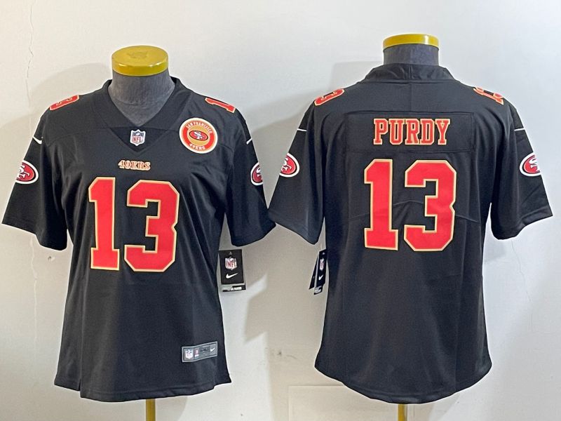 Women San Francisco 49ers #13 Purdy Black Gold 2024 Nike Vapor Limited NFL Jersey style 12024